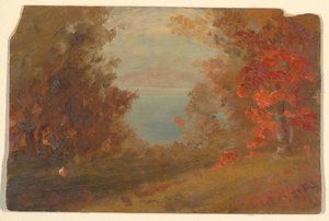 Tekening, Boslandschap in de Herfst (Hudson, New York of Maine), 1860-70 door Frederic Edwin Church