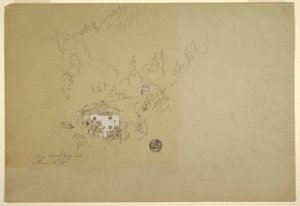 Huizen bij Berchtesgaden, Beieren, 26 juli 1868 door Frederic Edwin Church