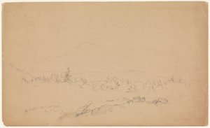 "Mount Katahdin vanuit het westen" [Kijkend in westelijke richting naar Mount Katahdin]. door Frederic Edwin Church