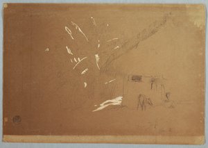 Zittende Vrouw en Grazende Ezel Voor een Huis bij Jorje, Ecuador door Frederic Edwin Church