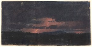 Storm over Hudson Valley door Frederic Edwin Church