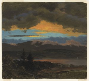 Zonsondergang over de Hudson-vallei, New York door Frederic Edwin Church