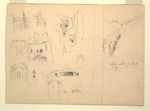 Tien Studies van Graven en een Uitzicht op Rotsen, Petra, Jordanië door Frederic Edwin Church
