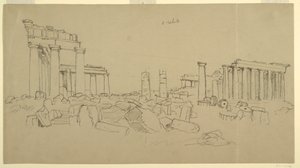 Uitzicht op het Parthenon en omliggende ruïnefragmenten vanuit het westen, Athene, Griekenland door Frederic Edwin Church
