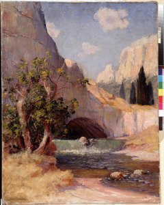 Uitzicht op Fontaine du Vaucluse, landschap van Provence