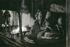 Eerste en beste kamp van de reis, 1895 door Frederic Remington