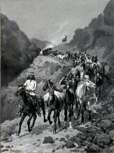 Geronimo en zijn bende terugkerend van een inval in Mexico door Frederic Remington
