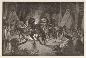 De Buffeldans, uit Harpers Weekly, uitgegeven 1887 door Frederic Remington