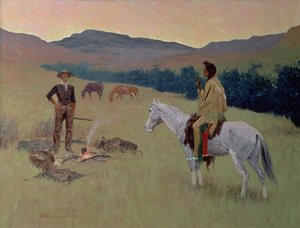 Het Gesprek, of Dubieuze Gezelschap door Frederic Remington