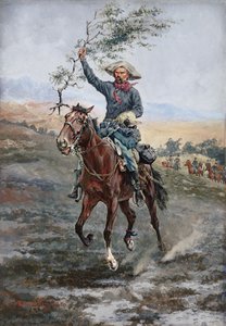 De vlag van de wapenstilstand in de Indiase oorlog, 1886 door Frederic Remington