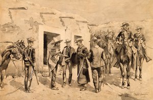Amerikaanse Cavalerie Jaagt op Garza Mannen aan de Rio Grande door Frederic Remington