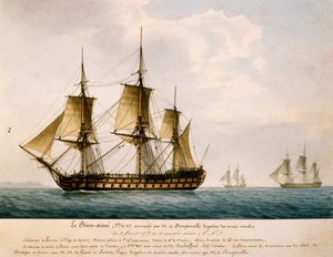 Schip Bien-Aime van Louis Antoine, Graaf de Bougainville door Frederic Roux