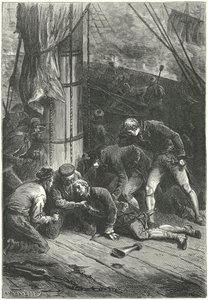 Dood van admiraal Lord Nelson bij de Slag om Trafalgar door Frederic Theodore (after) Lix