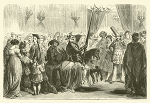 Gemaskerd bal van de Grande Monde: entree van Don Quichot (gravure) door Frederic Theodore (after) Lix