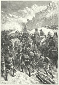 Napoleon leidt zijn leger over de Alpen door Frederic Theodore (after) Lix