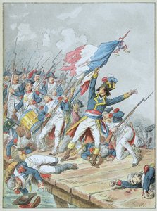 Bonaparte steekt de brug van Arcole over in november 1796 door Frederic Theodore Lix