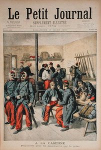 In de Kazerne, Voorbereiding voor Manoeuvres in de Sneeuw, illustratie uit Le Petit Journal, 17 maart 1895 door Frederic Theodore Lix