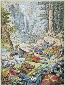 Roland stierf in de Slag bij Roncesvalles door Frederic Theodore Lix