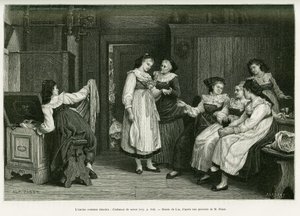 Het oude Elzasser kostuum. Gravure door Lix, naar een schilderij 