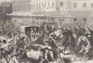Vera Zasulich schiet op 24 januari 1878 op de gouverneur van Petersburg generaal Trepov, 1878 door Frederic Theodore Lix