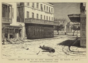 Verlaten, hoek van de Rue des Soeurs, Alexandrië, na het bloedbad van 11 juni