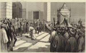 De Khedive groet het heilige tapijt in Caïro voordat het naar Mekka wordt gestuurd door Frederic Villiers