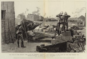 De oorlog in Soedan, de overleden Sir Herbert Stewart liggend gewond in het kamp aan de Nijl tijdens de verkenning in kracht richting Metemmeh, 21 januari