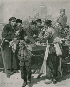 Een theekraam van droshky-bestuurders door Frederic de Haenen