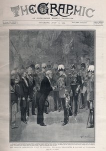 Entente cordiale: het bezoek van de Franse president Emile Loubet aan Londen. Koning Edward VII verwelkomt M. Loubet op Victoria Station. door Frederic de Haenen