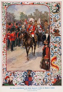 Koning George V, als veldmaarschalk, de Britse regimenten waarvan zijn majesteit kolonel is
