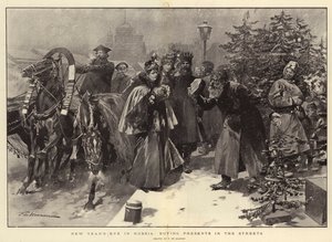 Oudejaarsavond in Rusland, cadeaus kopen op straat