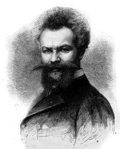 Portret van Mihaly Munkacsy (1844-1900), Hongaarse schilder. Gravure in 