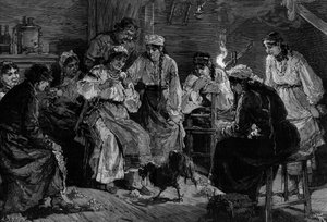 Russisch gebruik: de horoscoop van de haan. Op oudejaarsavond leggen de meisjes die willen trouwen voedsel aan hun voeten. Degene wiens haan het aas als eerste oppikt, zal in dat jaar trouwen. Gravure door De Haenen in 