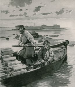Schlusselburg Fort, aan het Ladogameer door Frederic de Haenen