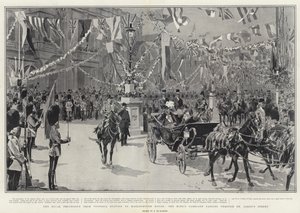 De Koninklijke Processie van Victoria Station naar Marlborough House, de Koets van de Koning die door St James