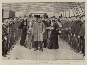 Het Koninklijk Bezoek aan het Hospitaalschip Princess of Wales in Tilbury door Frederic de Haenen