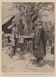 De overwinnaar en de overwonnene, de ontmoeting van Lord Roberts en generaal Cronje door Frederic de Haenen