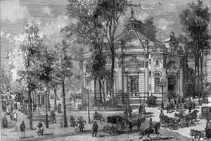 Uitzicht op het Panorama Marigny theater tijdens de bouw door Charles Garnier (1825-1895) in Parijs door Frederic de Haenen