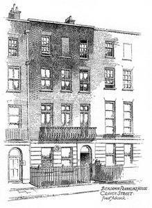 Het huis van Benjamin Franklin, 36 Craven Street, Londen door Frederick Adcock