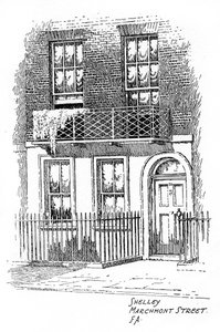 Het huis van Percy Bysshe Shelley, Marchmont Street, Bloomsbury, Londen