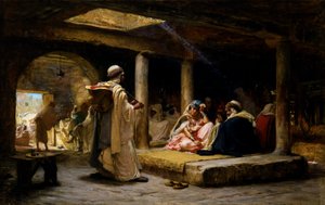 Café in Biskra, Algerije, 1884 door Frederick Arthur Bridgman