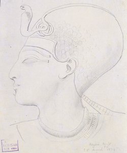 Studie van een reliëf van het hoofd van Seti I in de tempel van Seti I, Abydos door Frederick Arthur Bridgman