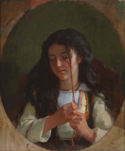 Studie van een jong meisje, Pont Aven, 1869 door Frederick Arthur Bridgman
