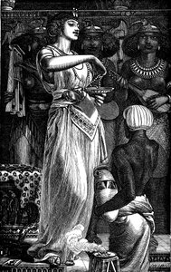 Cleopatra VII 69-30 v.Chr., koningin van Egypte, parels oplossen in wijn, 1866 door Frederick Augustus Sandys