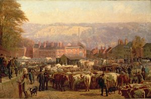 De Heuvel in Norwich op Marktdag, 1871 door Frederick Bacon Barwell