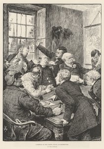 Een vergadering van de parochieraad in Drumdrudge door Frederick Barnard