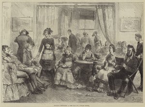 Vakantieschetsen, een natte dag in een Welsh hotel door Frederick Barnard