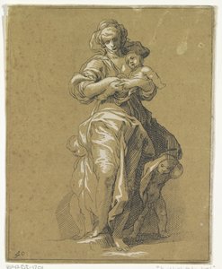 Caritas met drie kinderen door Frederick Bloemaert