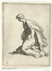 Knielende jonge vrouw door Frederick Bloemaert