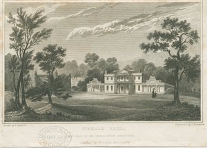 Tixall Hall (gravure) door Frederick Calvert